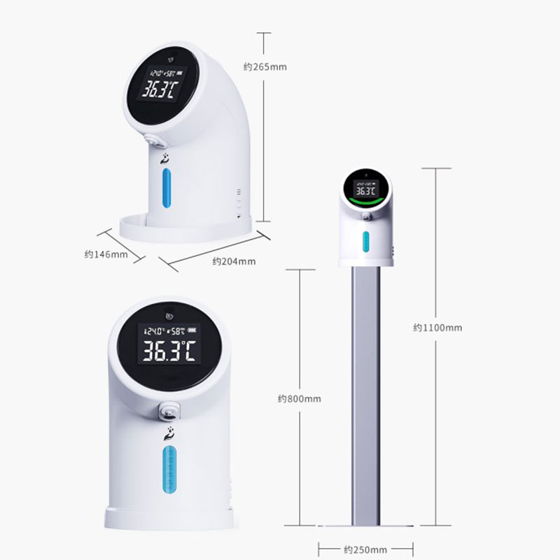 Eskuko desinfektatzaile automatikoa eskumuturreko IR termometroarekin